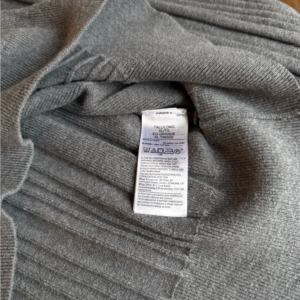 BR Banana Republic 100% Cotton XL Knit Polo Sweater Gray Ribbed Long Sleeve